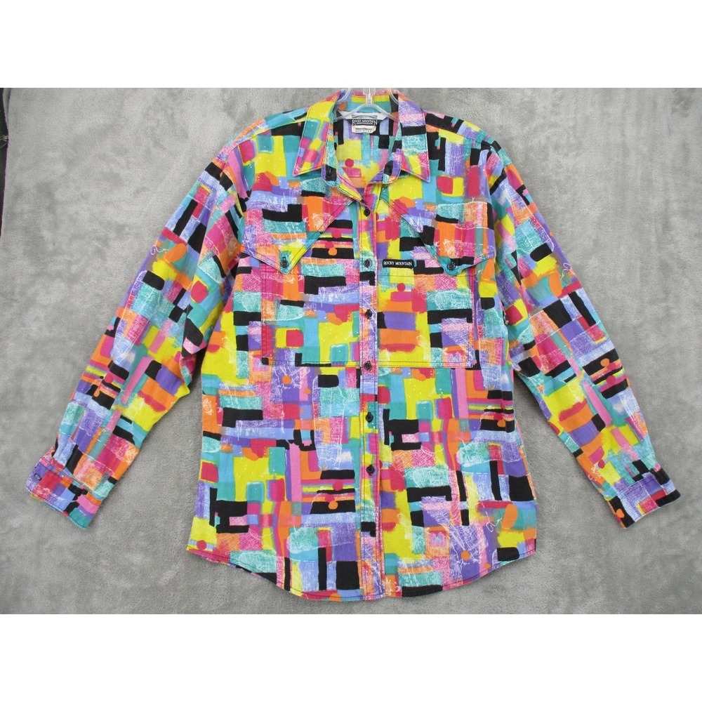 Vintage Rocky Mountain Shirt Womens Large 90s Abstract Western Southwestern